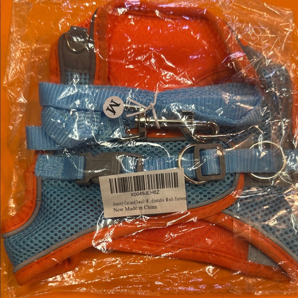 Blue and Orange Adjustable Mesh Harness